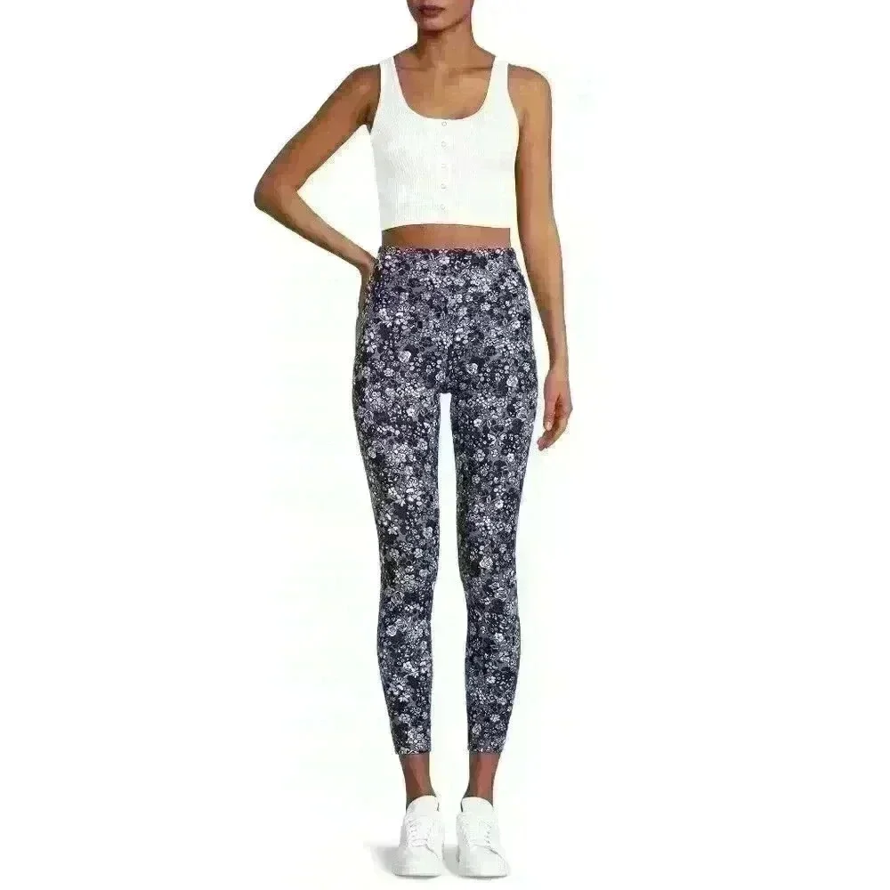 No Boundaries Juniors Sueded Finish Ankle Leggings High Rise S, M, XXXL Floral - Picture 2 of 8
